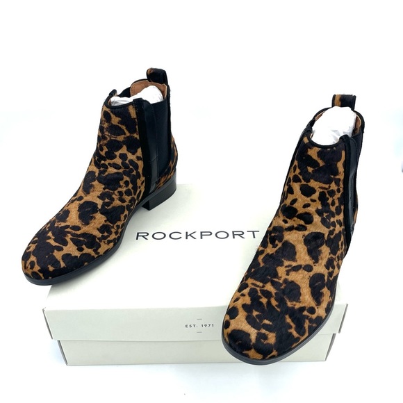 Women S Rockport Larkyn Chelsea Boot Leopard Hair Size 7M NIB - Picture 3 of 17